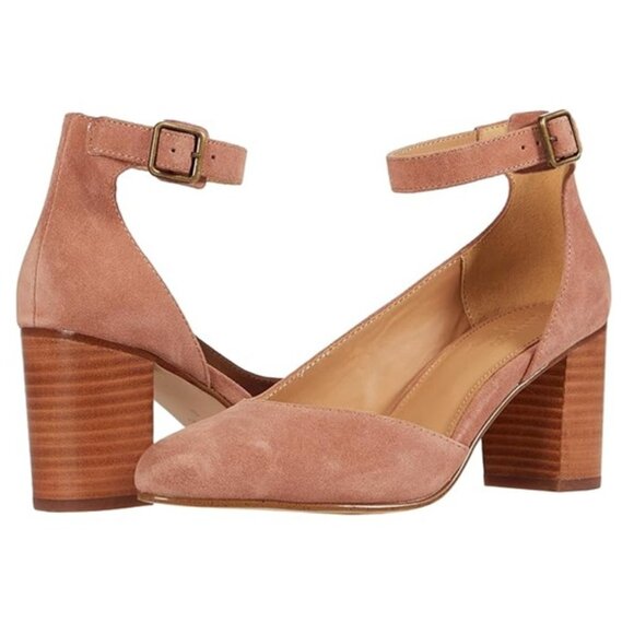 NEW Soludos Dusty Pink Gemma Suede Leather Ankle Strap Heels Size 6 - Picture 1 of 15